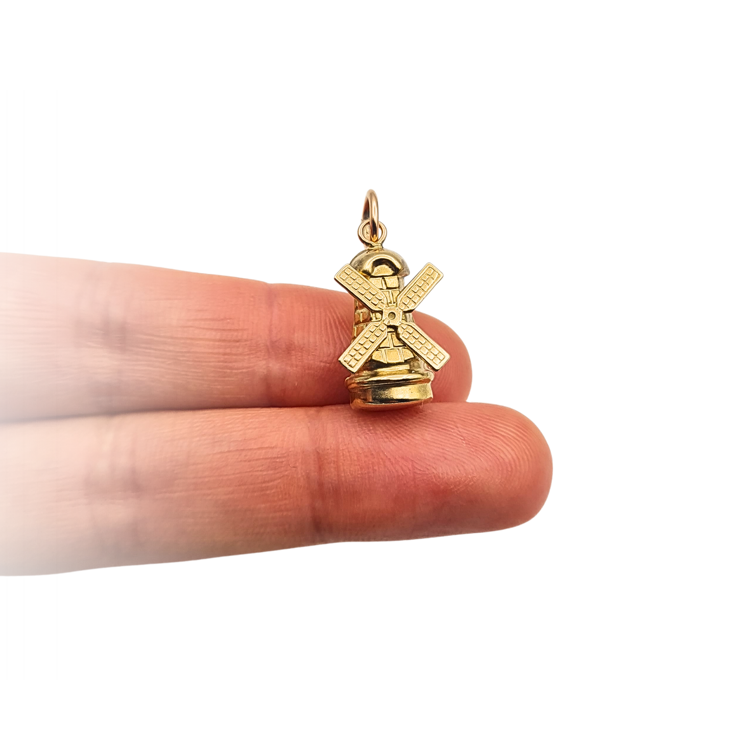 9ct Gold Windmill Charm Pendant Moving Sails Hollow Gold Charm