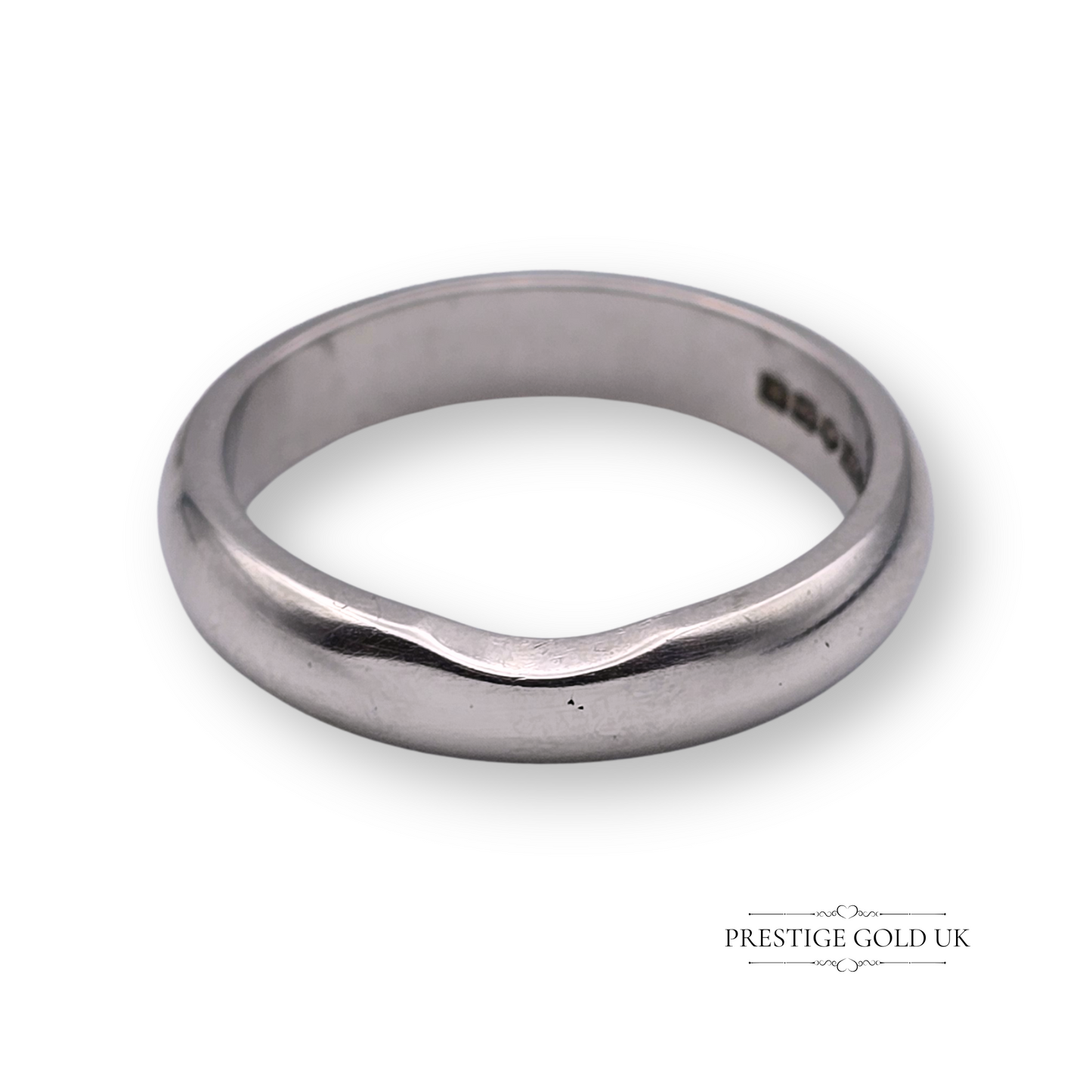 Chunky Notched Platinum Wedding Band, Solid Platinum Band, UK L 1/2 US 6