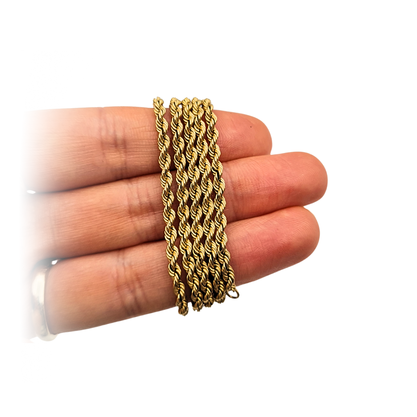 22 1/2" Long Gold Twist Rope Necklace, Classic Delicate Chain.