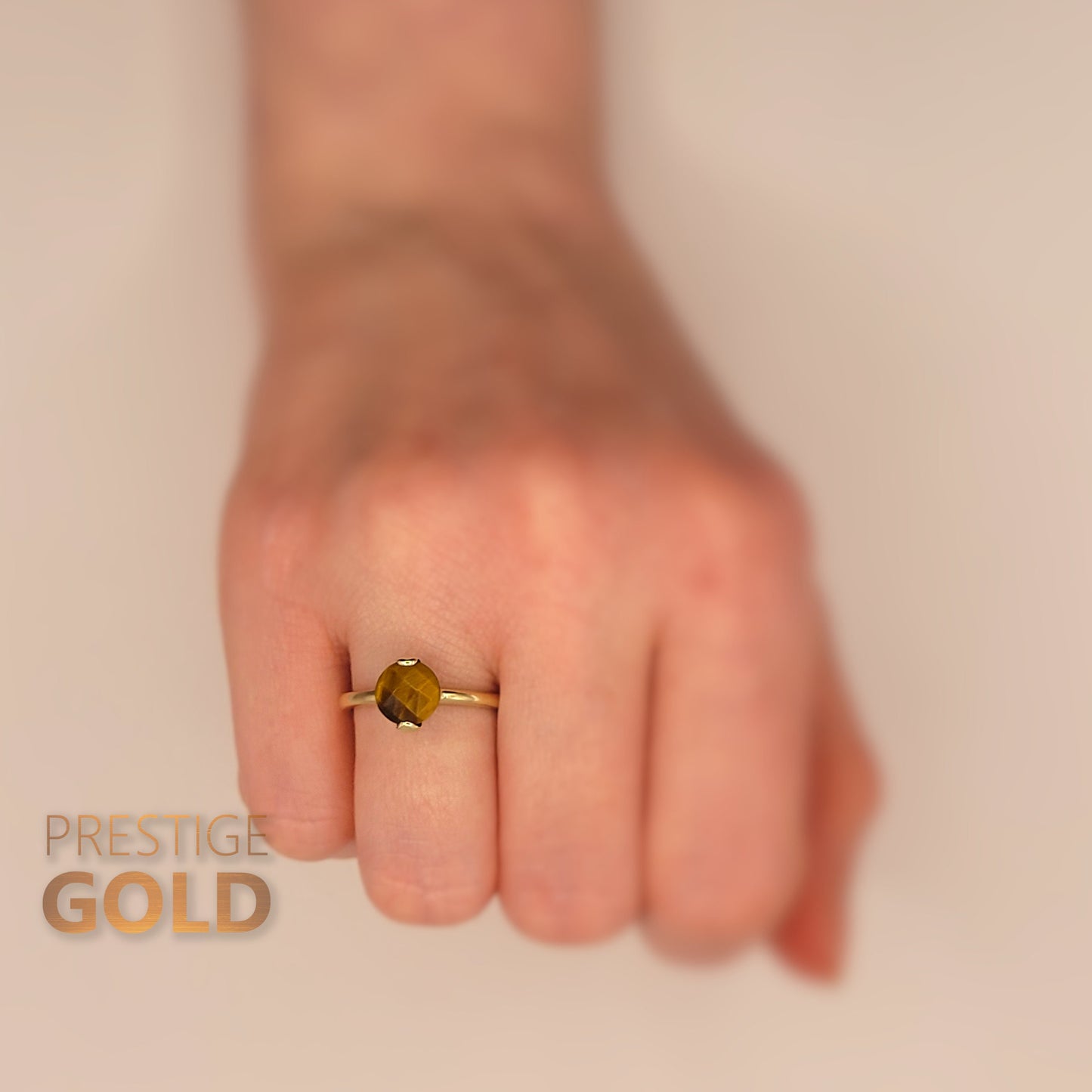 Vintage Gold Tigers Eye Ring 9ct - Size UK N, US 6 3/4, Euro 54