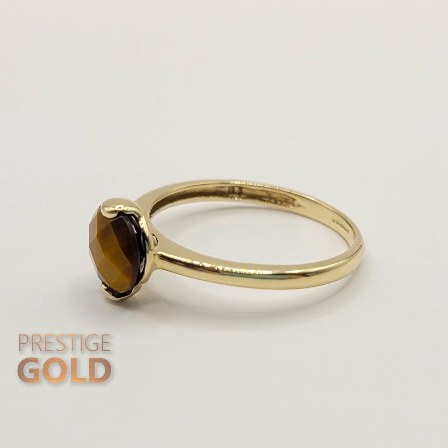 Vintage Gold Tigers Eye Ring 9ct - Size UK N, US 6 3/4, Euro 54