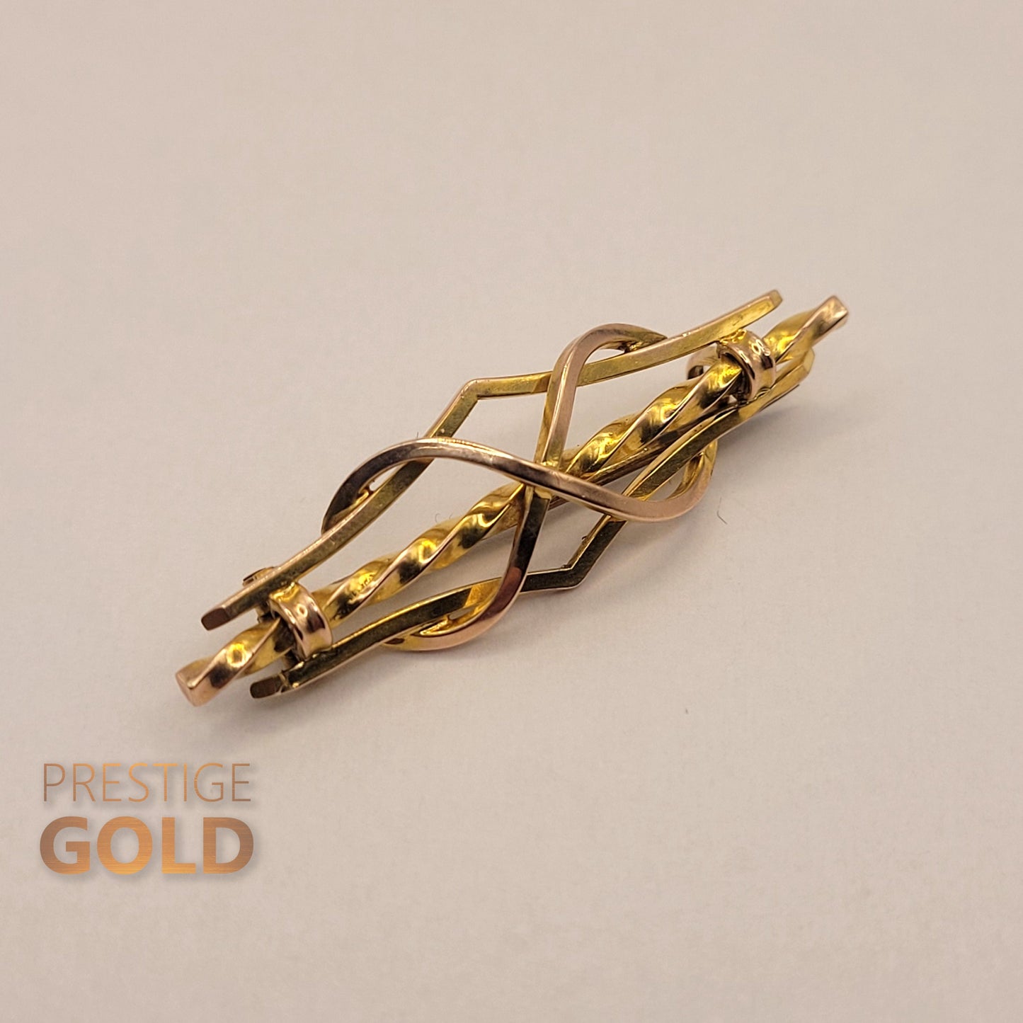 Ornate Solid 9ct Yellow & Rose Gold Brooch