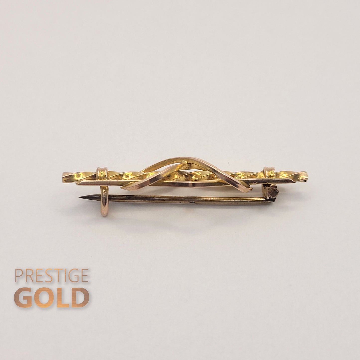 Ornate Solid 9ct Yellow & Rose Gold Brooch