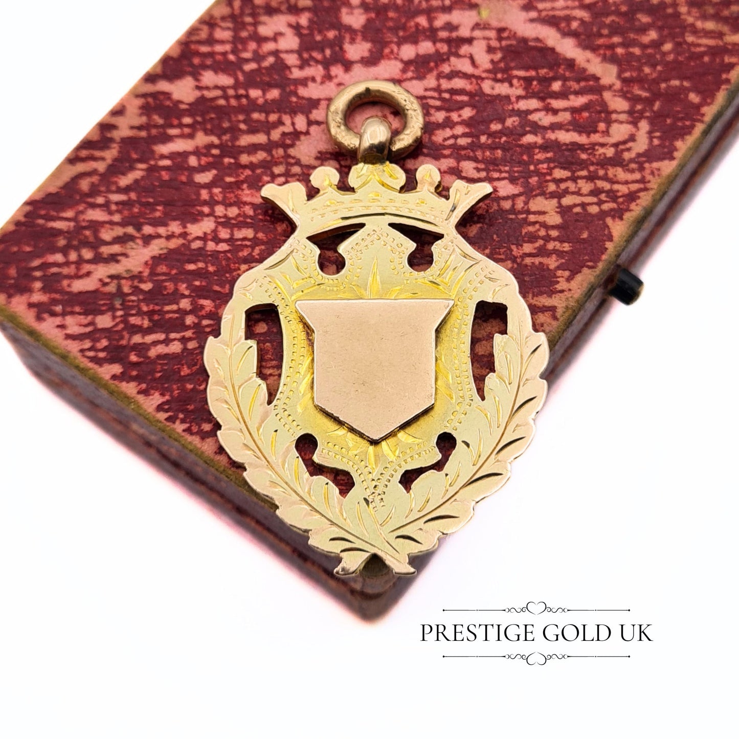 Georgian 9ct Gold Hand-Engraved Shield Pendant from 1903