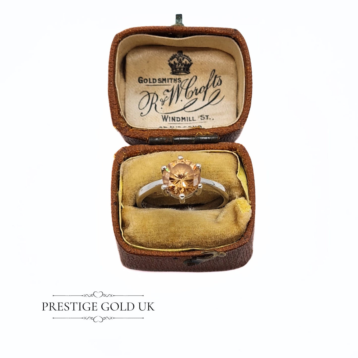 Vintage 9ct White Gold & Cubic Zirconia Solitaire Ring - UK P, US 7 1/2, Euro 56