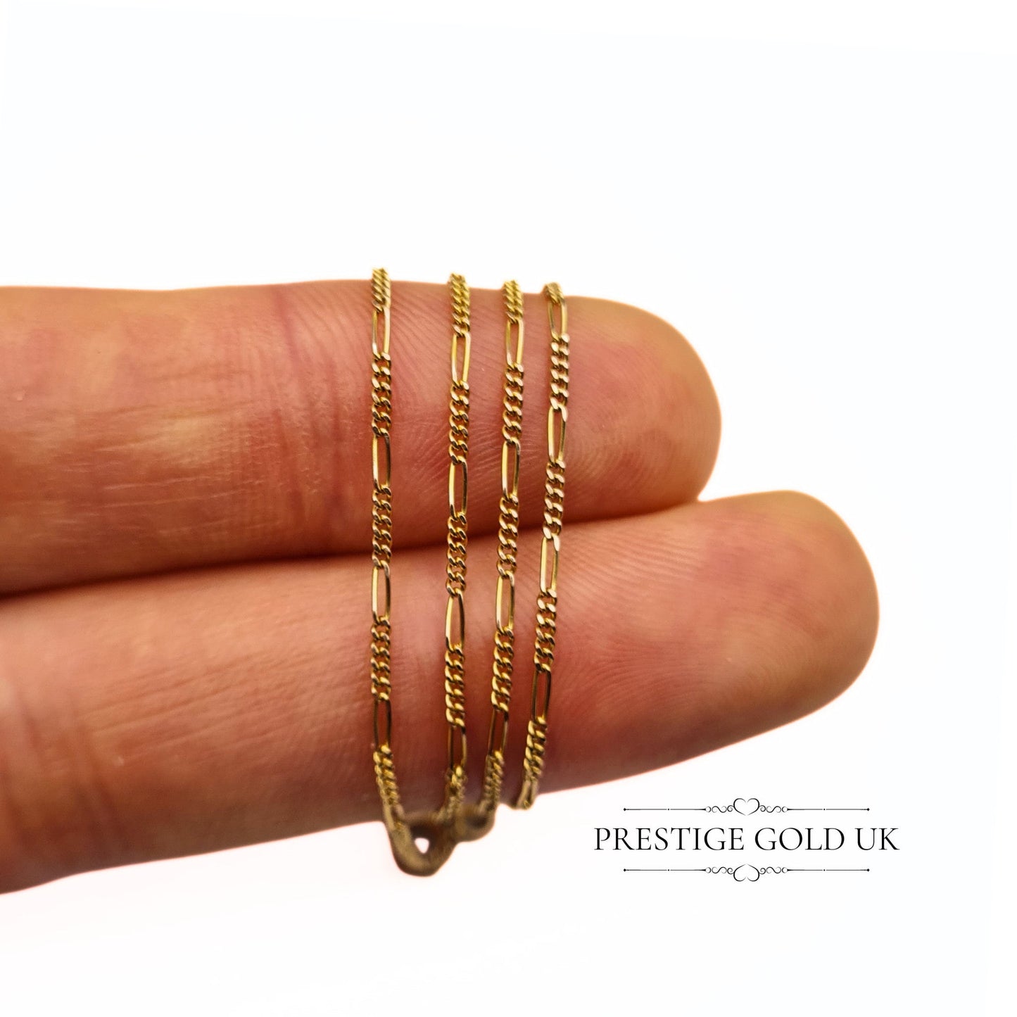 Small, Dainty 9ct Gold Figaro Chain - 16 1/2", 43cm