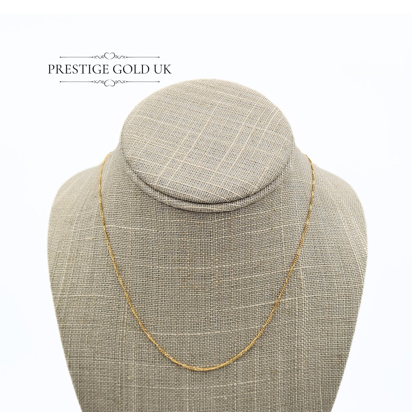 Small, Dainty 9ct Gold Figaro Chain - 16 1/2", 43cm