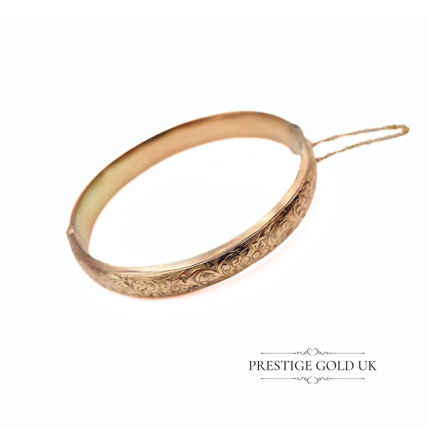 Antique Edwardian Rose Gold Engraved Hinged Bangle
