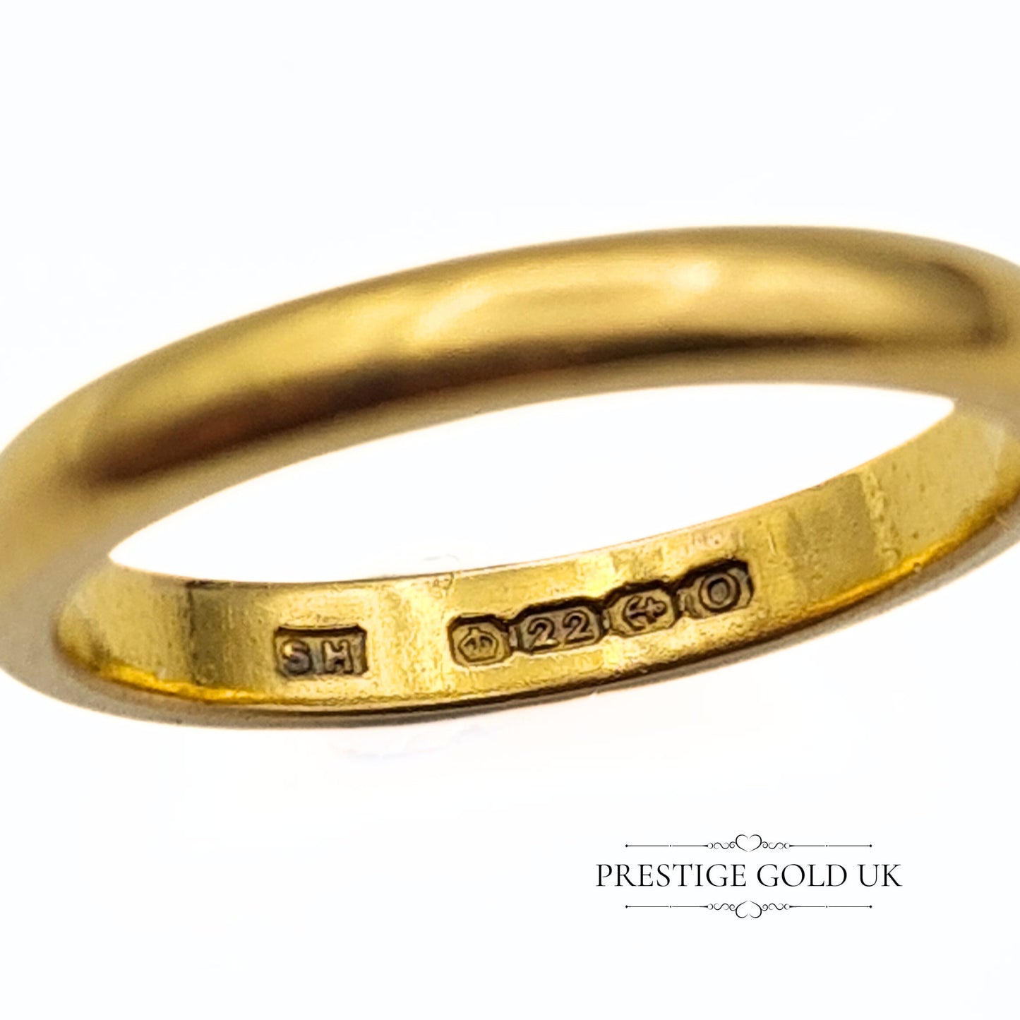 Antique 22ct Gold Wedding Ring - 2.5mm Wide - Size UK M, US 6 1/4, Euro 52.5