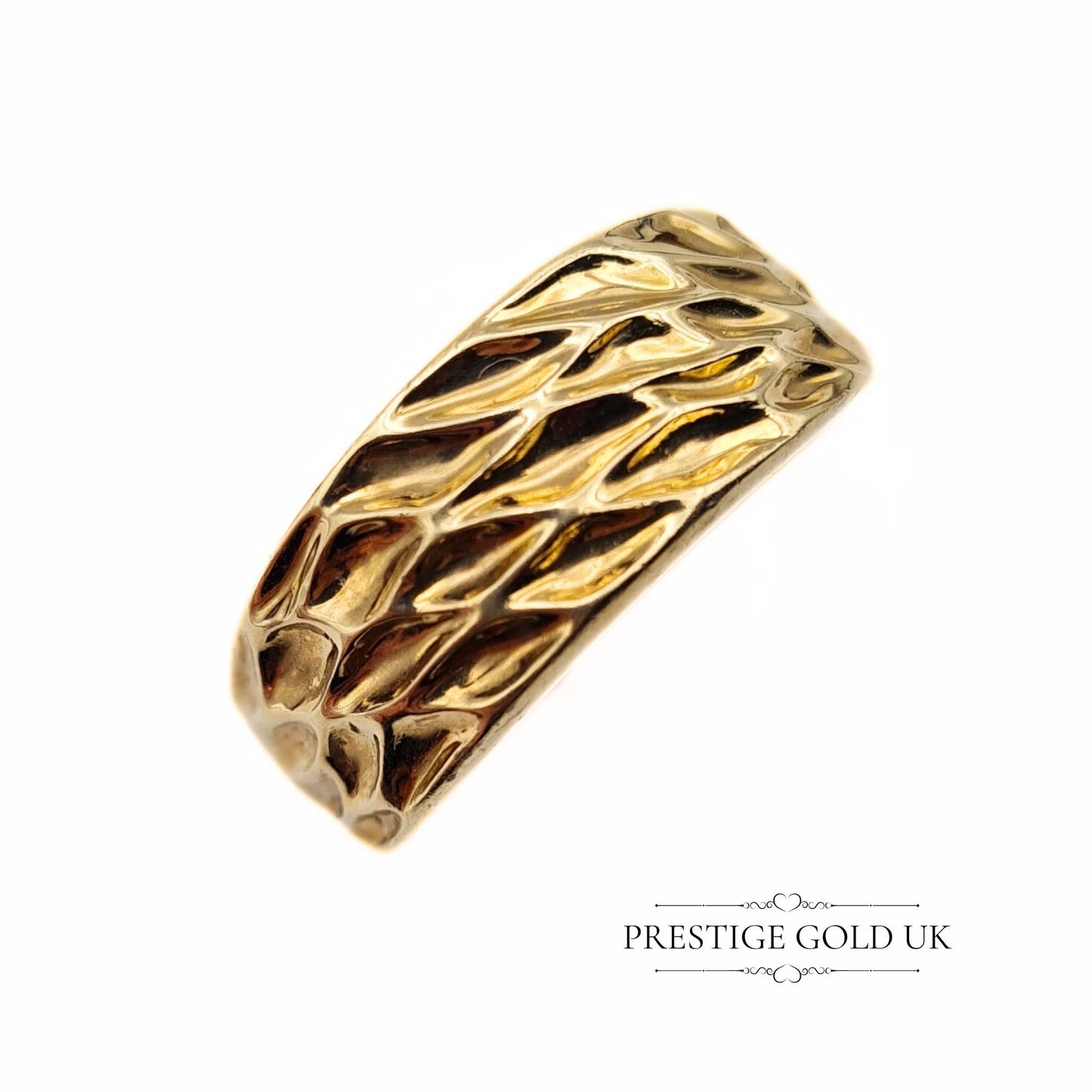 Vintage 9ct Gold Patterned/Textured Ring - Size UK N, US 6 1/4, Euro 53.5