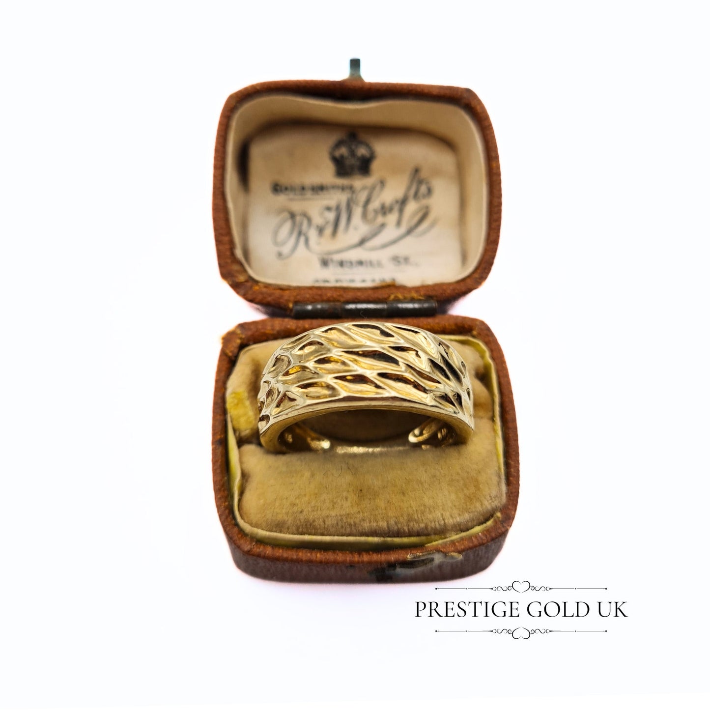 Vintage 9ct Gold Patterned/Textured Ring - Size UK N, US 6 1/4, Euro 53.5