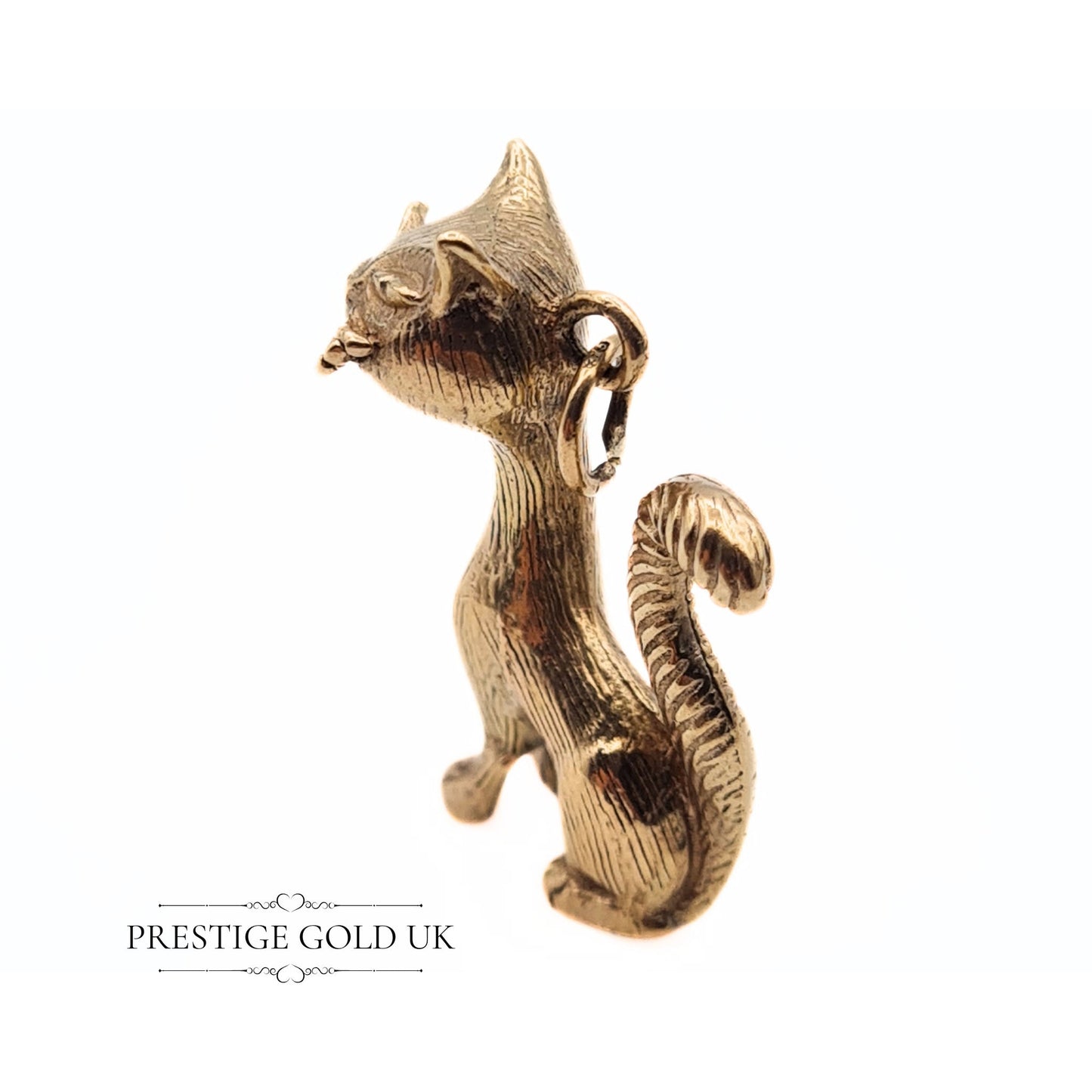 Vintage Heavy 9ct Gold Cat Pendant / Charm