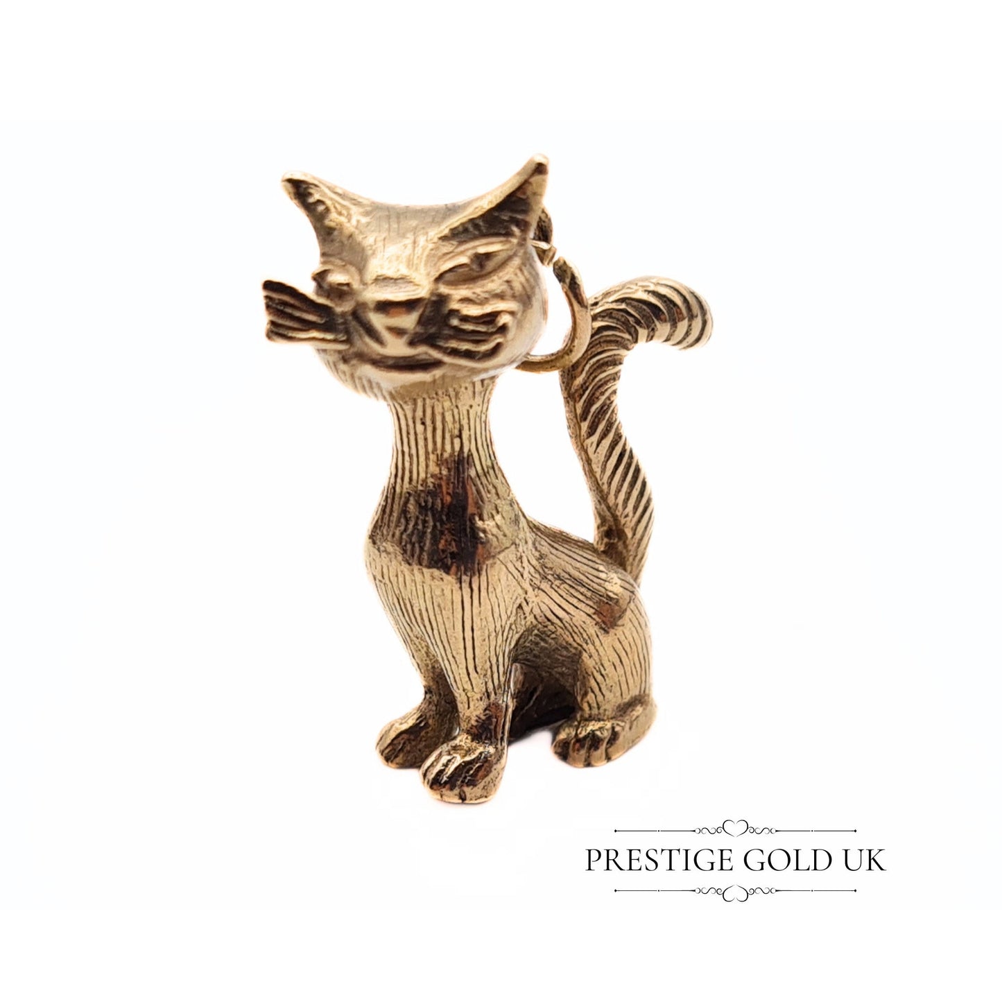 Vintage Heavy 9ct Gold Cat Pendant / Charm