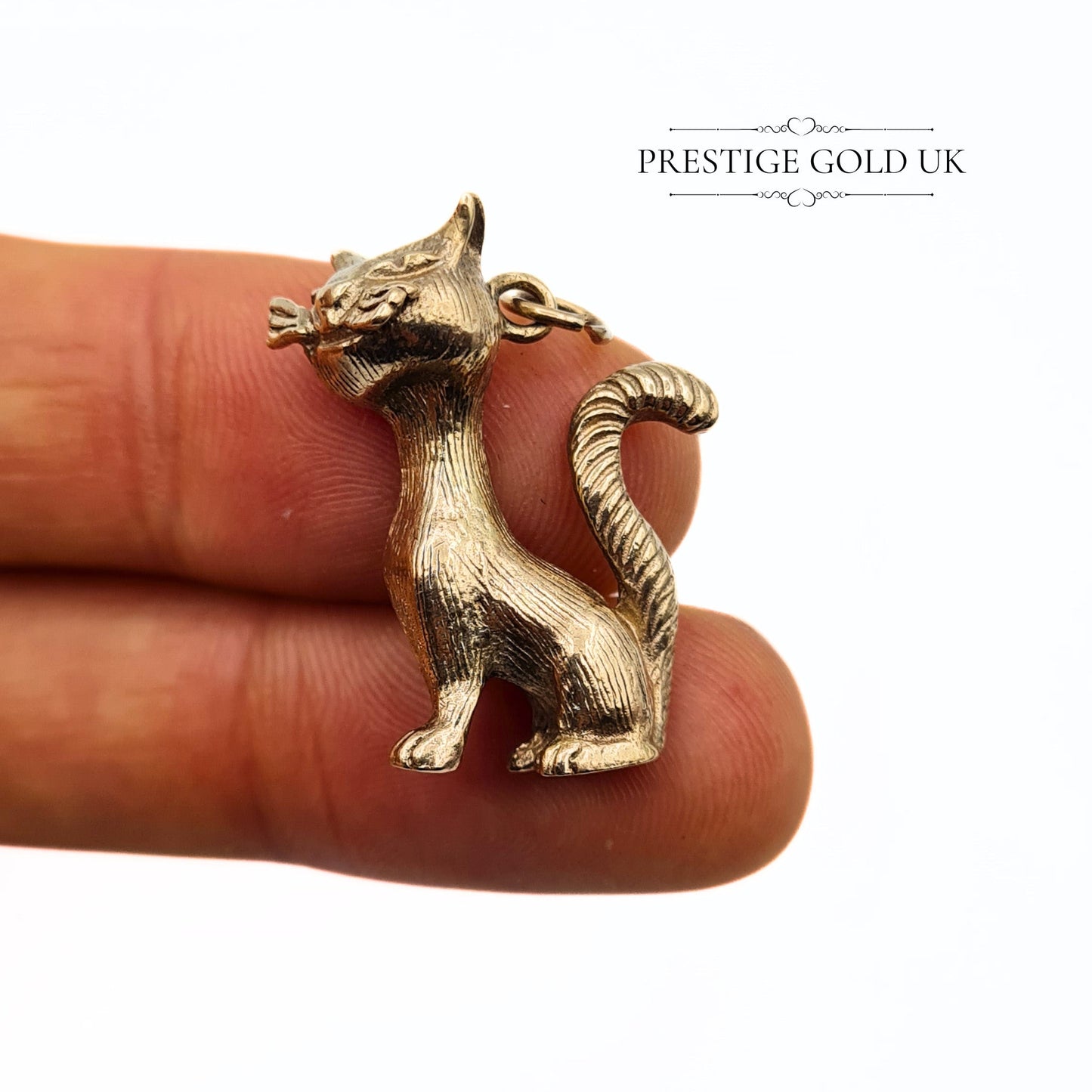 Vintage Heavy 9ct Gold Cat Pendant / Charm