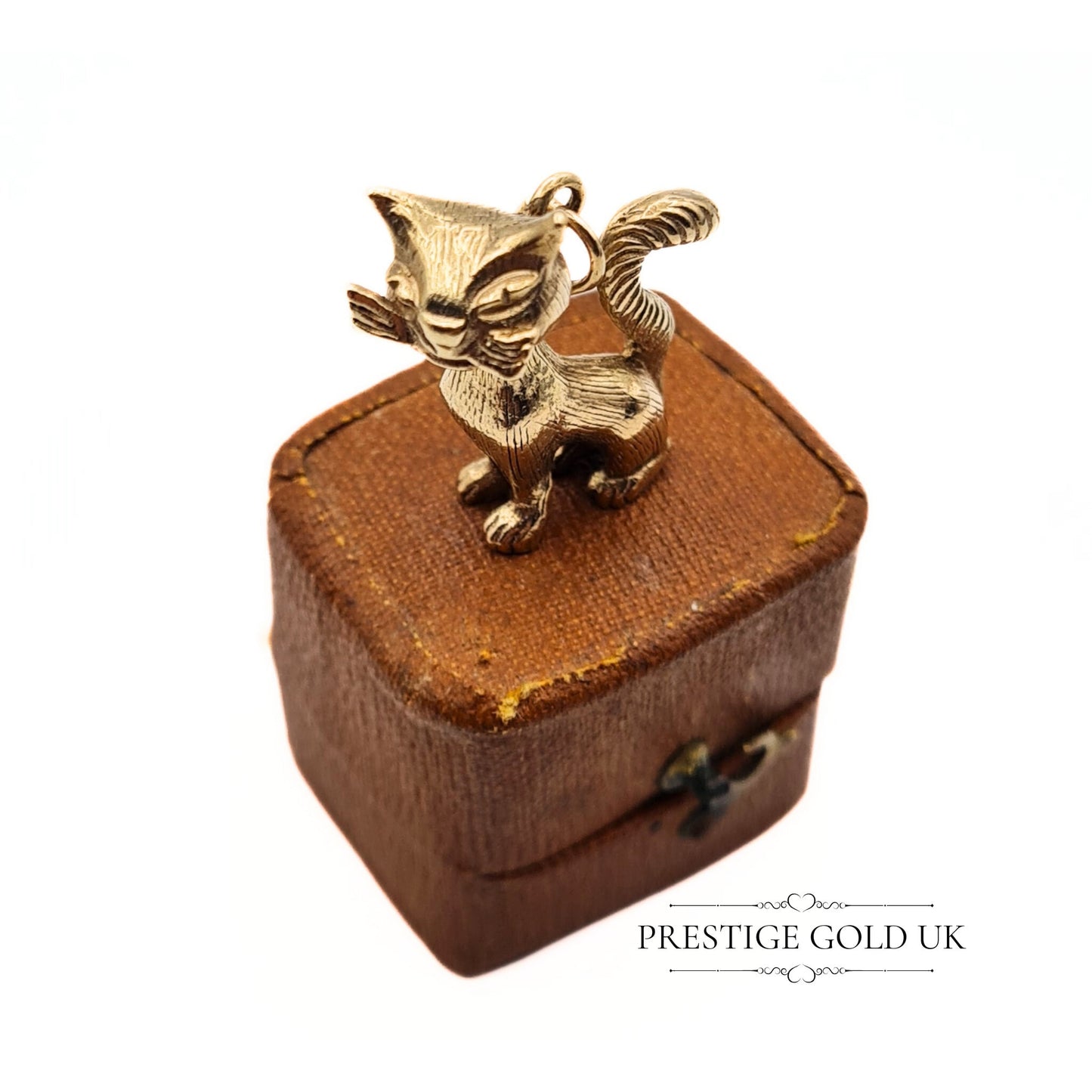 Vintage Heavy 9ct Gold Cat Pendant / Charm