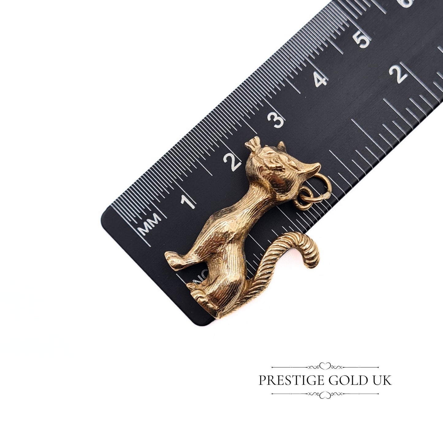 Vintage Heavy 9ct Gold Cat Pendant / Charm