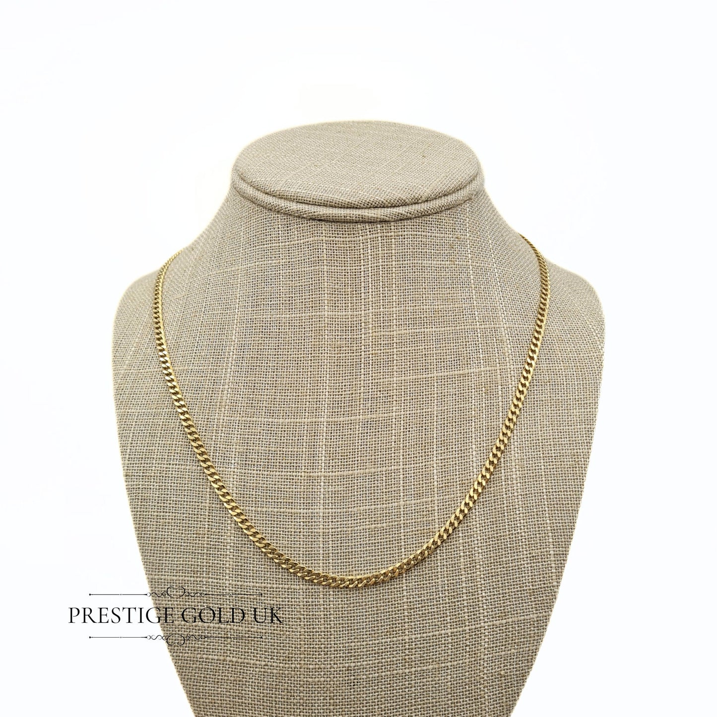 Vintage 9ct Gold Curb Chain Necklace - Small Link (3mm) - 19" / 48cm