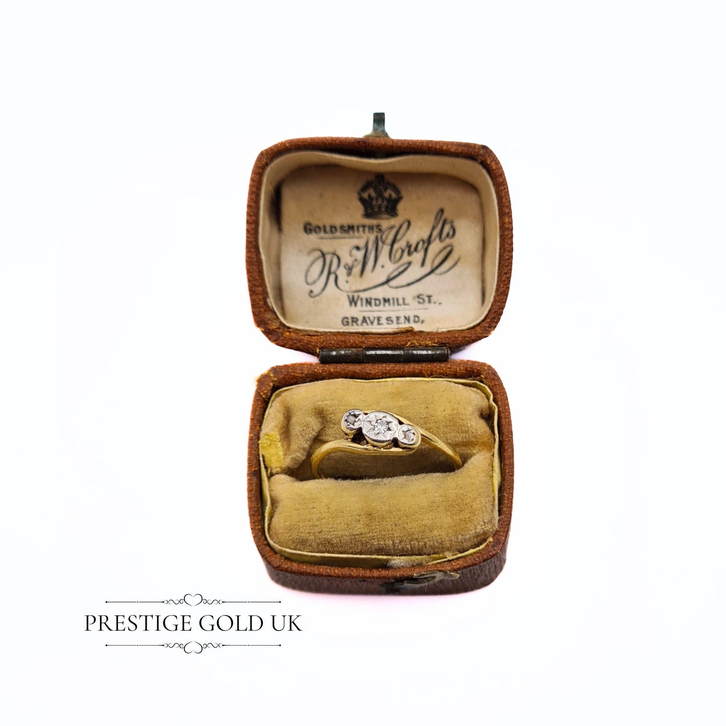 18ct Gold Platinum Vintage Diamond Crossover Ring - Size UK K 1/2, US 5 1/2