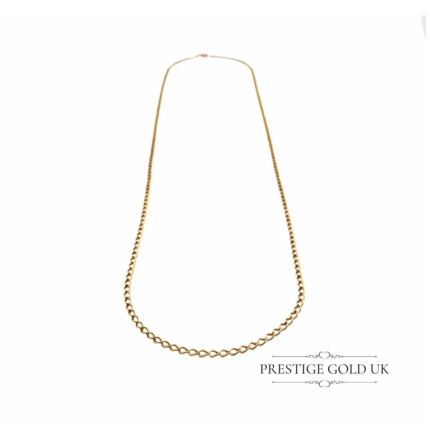 Vintage 9ct Gold Curb Chain Necklace - 18" Long