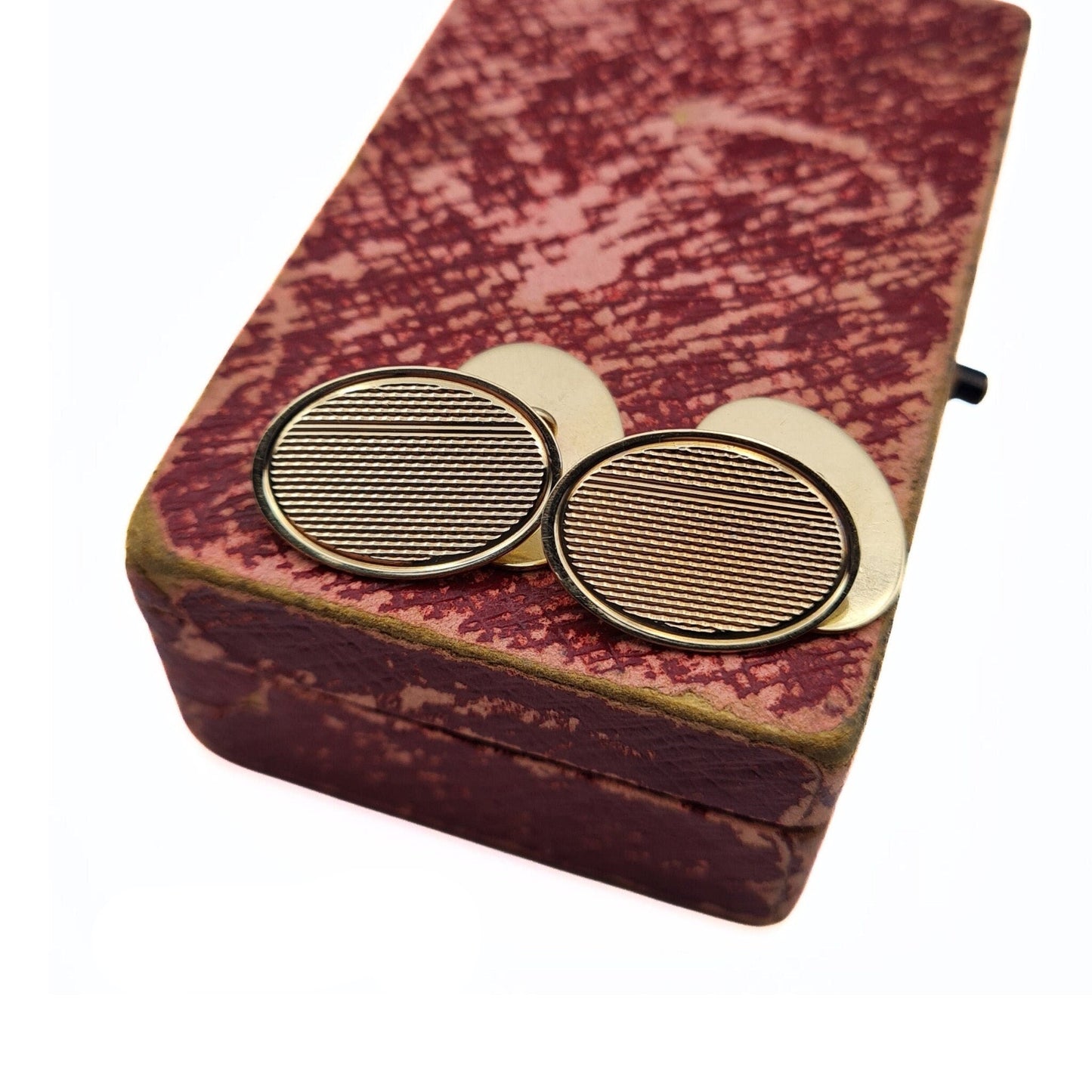 1960s Solid Gold Oval Cufflinks - Engraved 'AJWP'