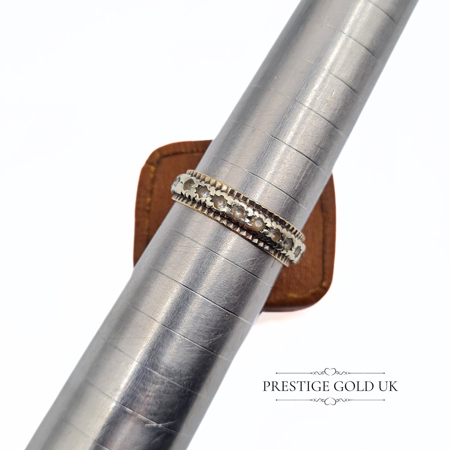 Vintage Yellow & White Gold Spinel Eternity Ring - Size UK P, US 7 3/4, Euro 56