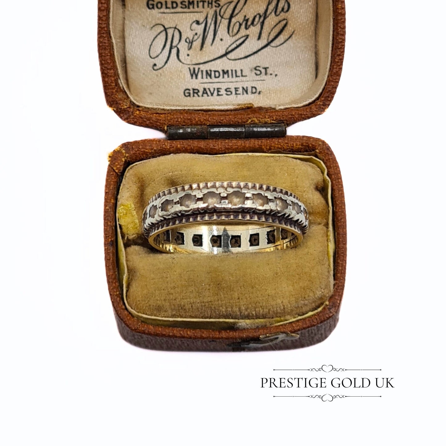 Vintage Yellow & White Gold Spinel Eternity Ring - Size UK P, US 7 3/4, Euro 56