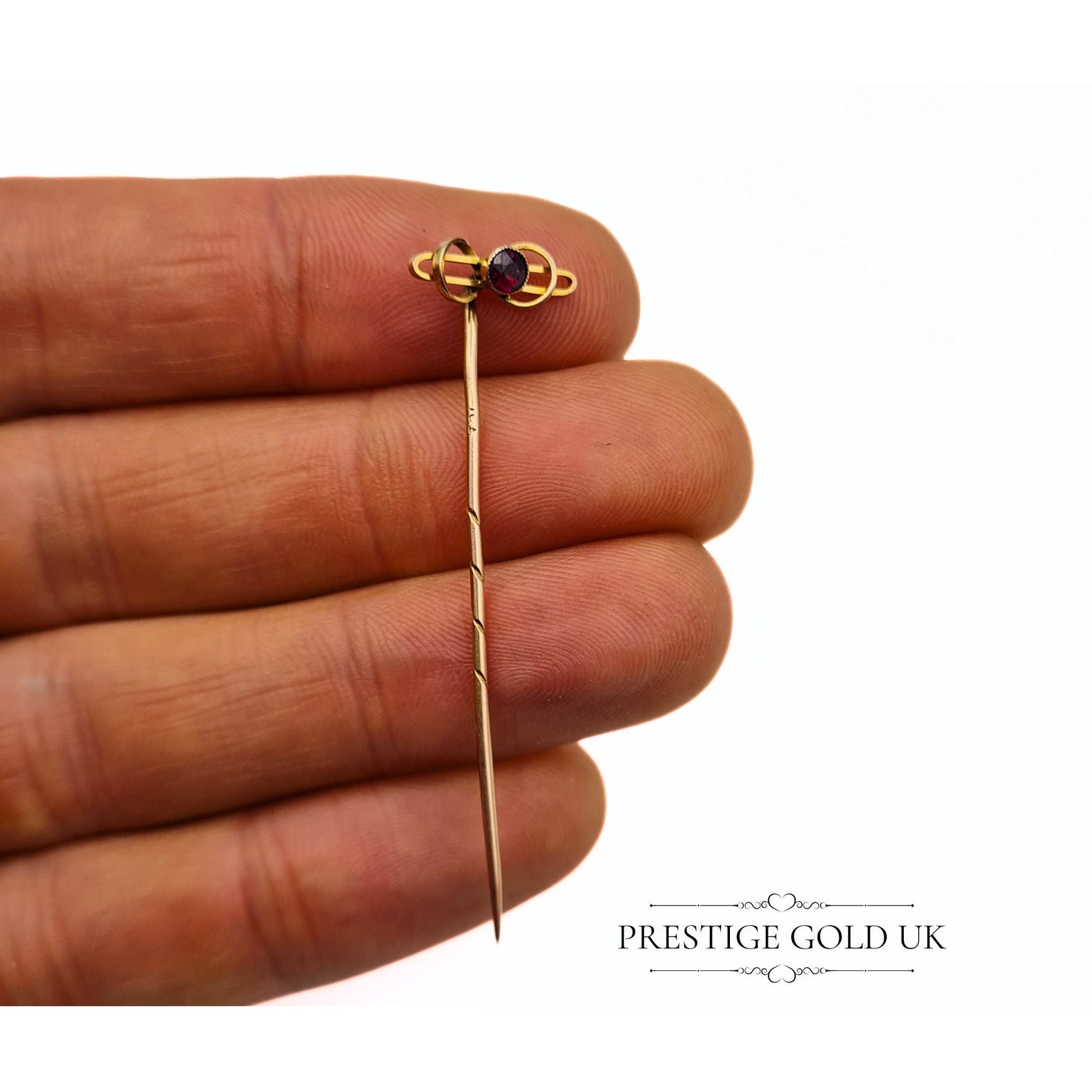 Antique Red Sapphire and 9ct Gold Hat Pin