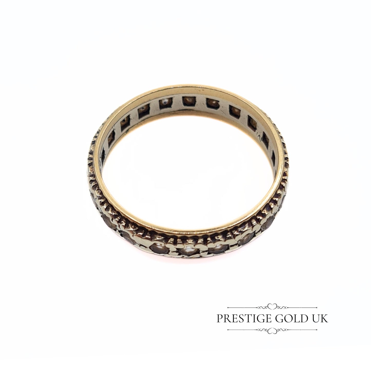 Vintage Yellow & White Gold Spinel Eternity Ring - Size UK P, US 7 3/4, Euro 56