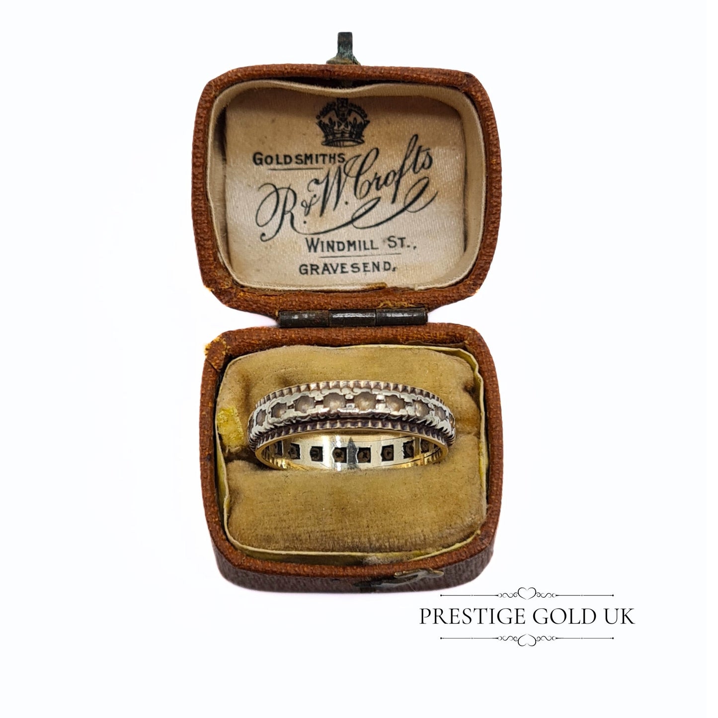 Vintage Yellow & White Gold Spinel Eternity Ring - Size UK P, US 7 3/4, Euro 56