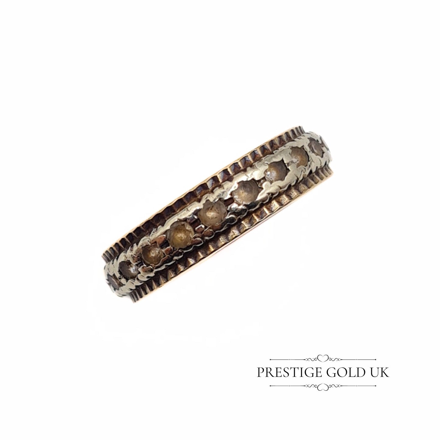 Vintage Yellow & White Gold Spinel Eternity Ring - Size UK P, US 7 3/4, Euro 56