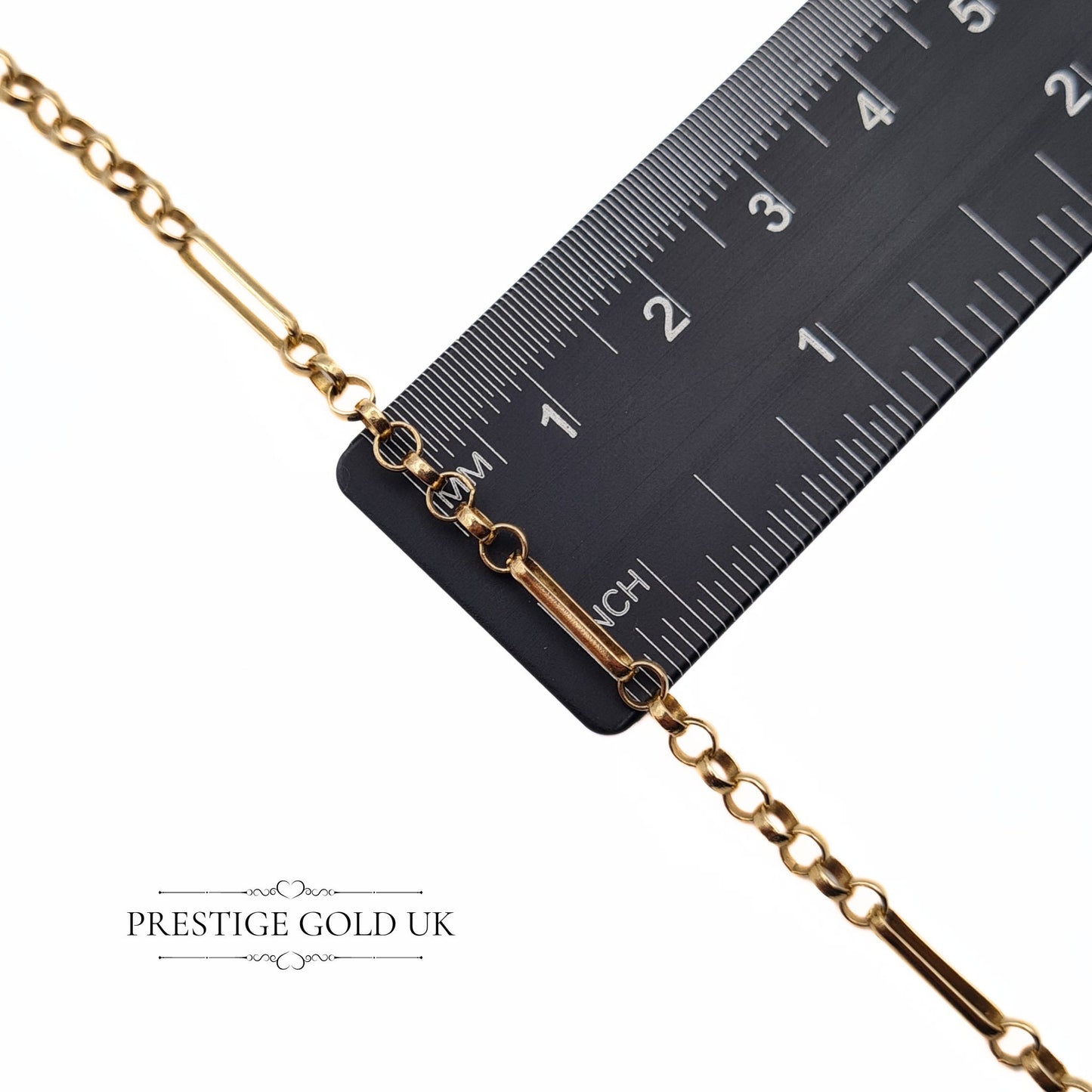 9ct Rose Gold Fancy Figaro Link Ladies Bracelet - 6 1/2 Inches (17 cm)