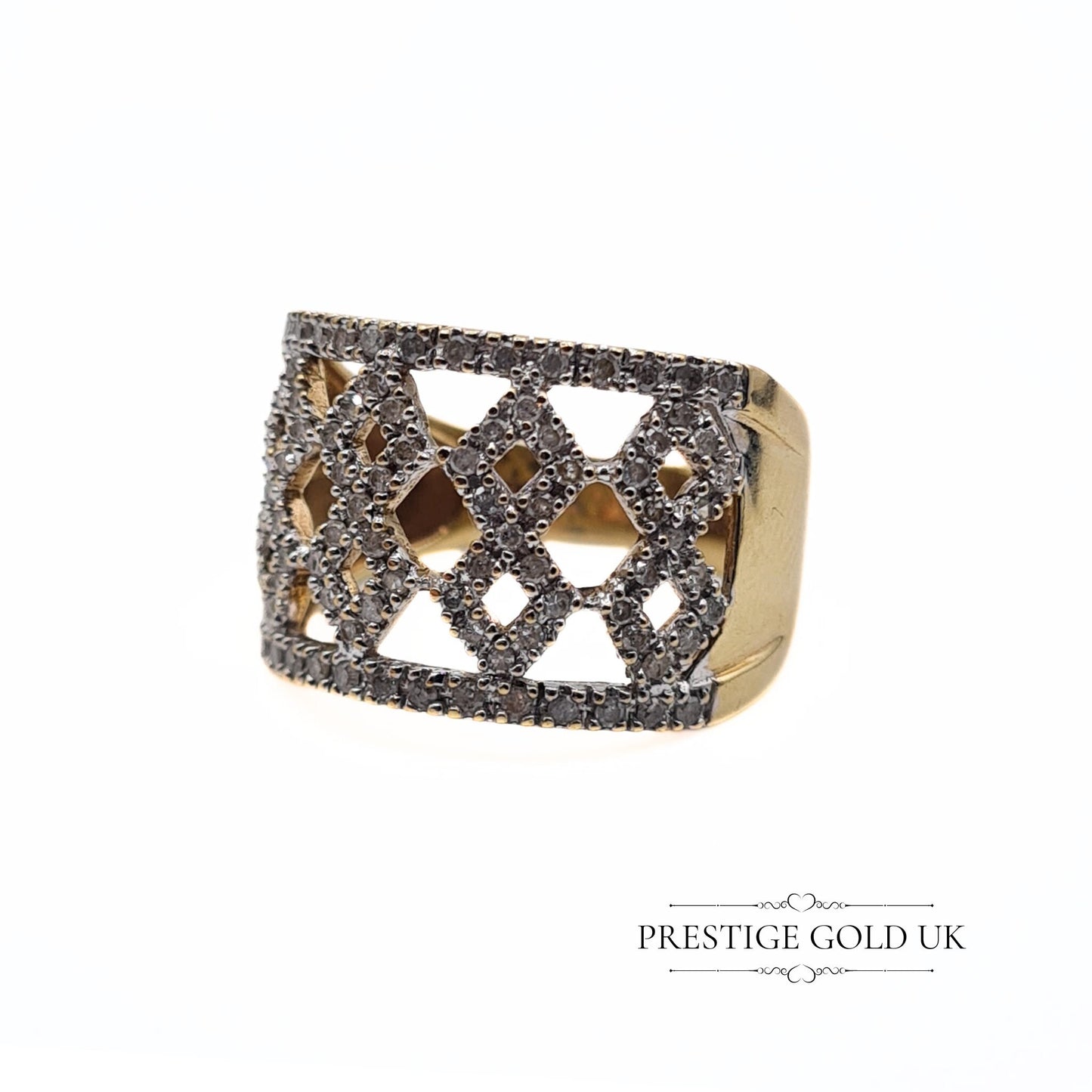 Statement Pave Set 0.5ct Diamond Cluster in 9ct Gold - UK P, US 7 3/4, Euro 56
