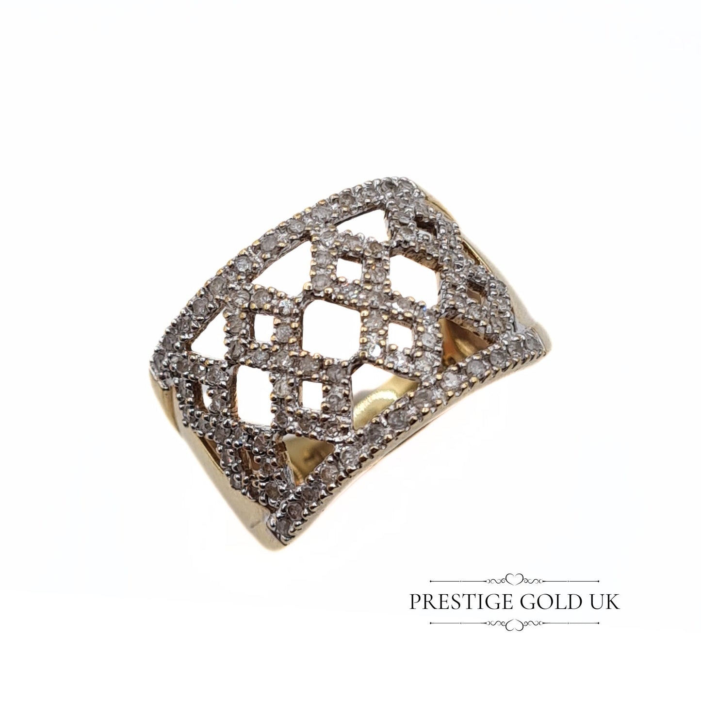 Statement Pave Set 0.5ct Diamond Cluster in 9ct Gold - UK P, US 7 3/4, Euro 56