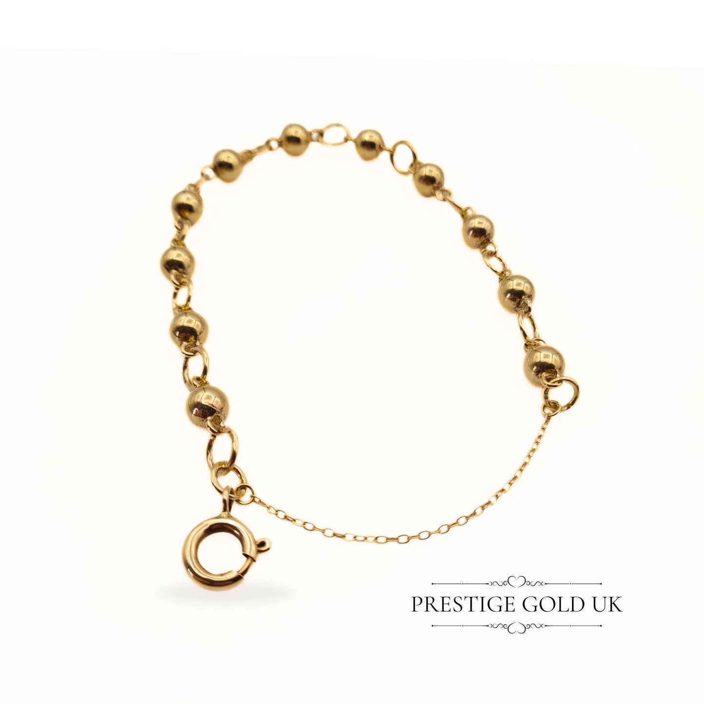 Ornate 9ct Hollow Gold Fancy Ball & Link Bracelet - 6 3/4 Inches (17 cm)