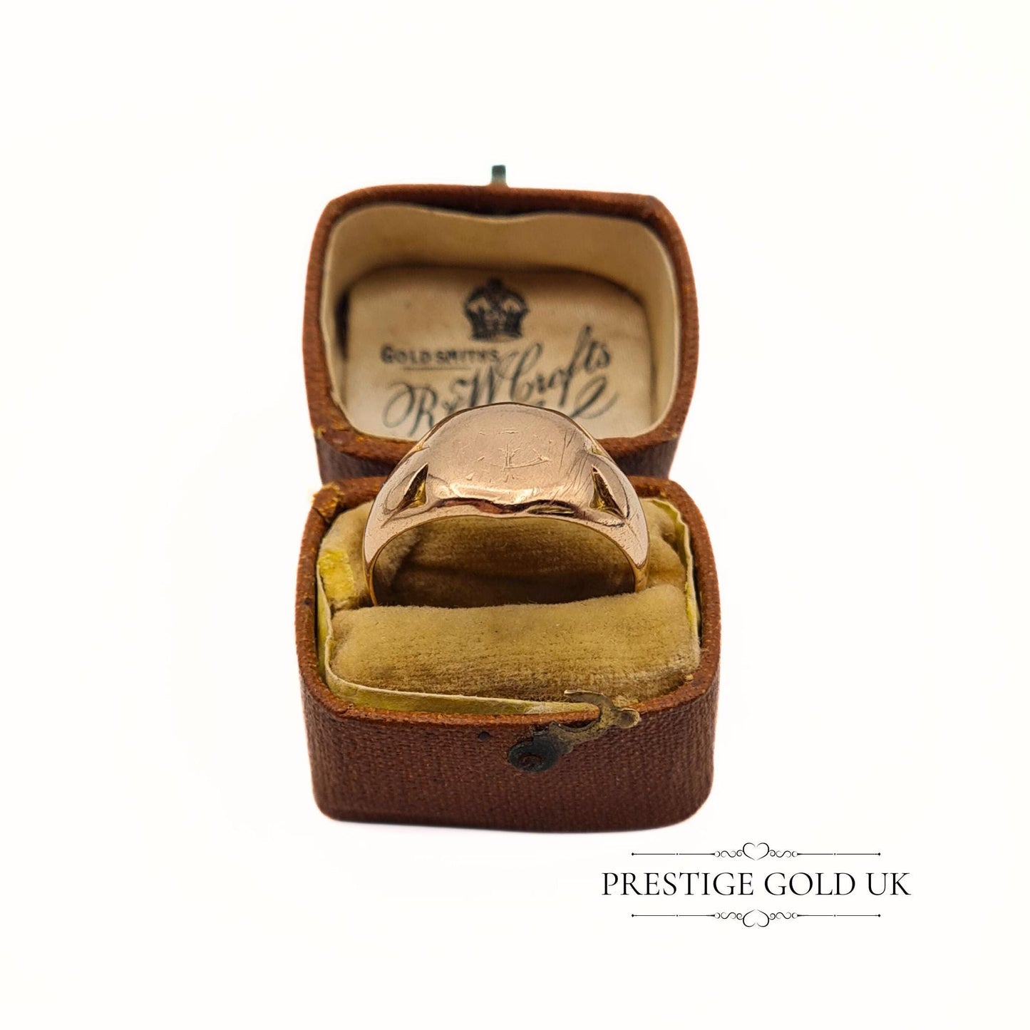 Antique Edwardian Rose Gold Shield Signet Ring - UK R 1/2, US 8 3/4, Euro 59