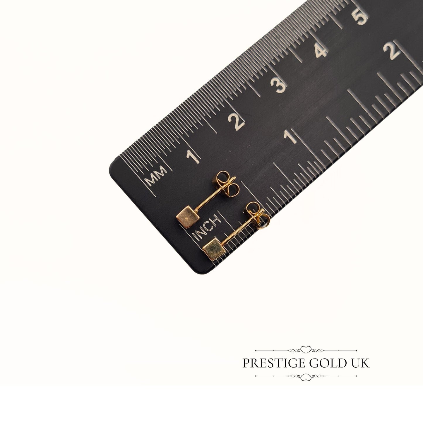 Vintage 9ct Gold Square Stud Earrings - Small Vintage Square Gold Studs 9ct Gold - 3mm Studs Gold Earrings - Tiny Square Gold Studs