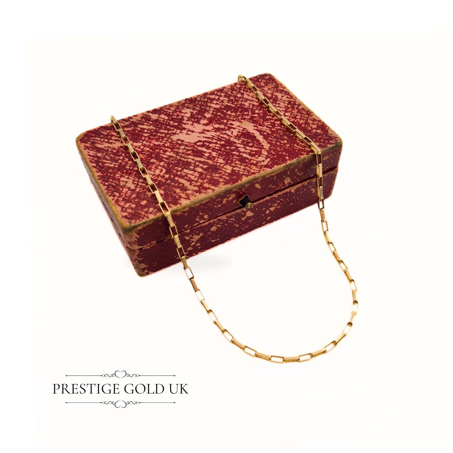 Large 9ct Gold Elongated Box Chain Necklace - 18" (46 cm)