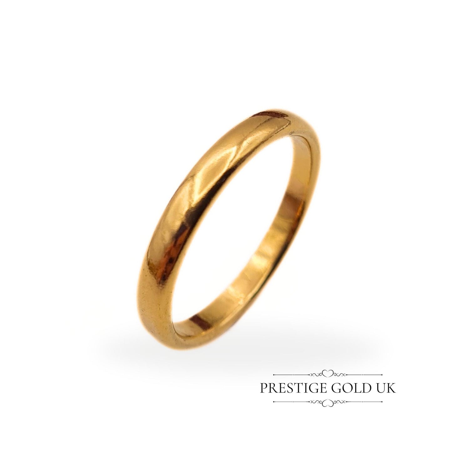 Vintage 1940's Heavy 22ct Gold Wedding Ring - 2 mm Wide - UK M, US 6 1/2