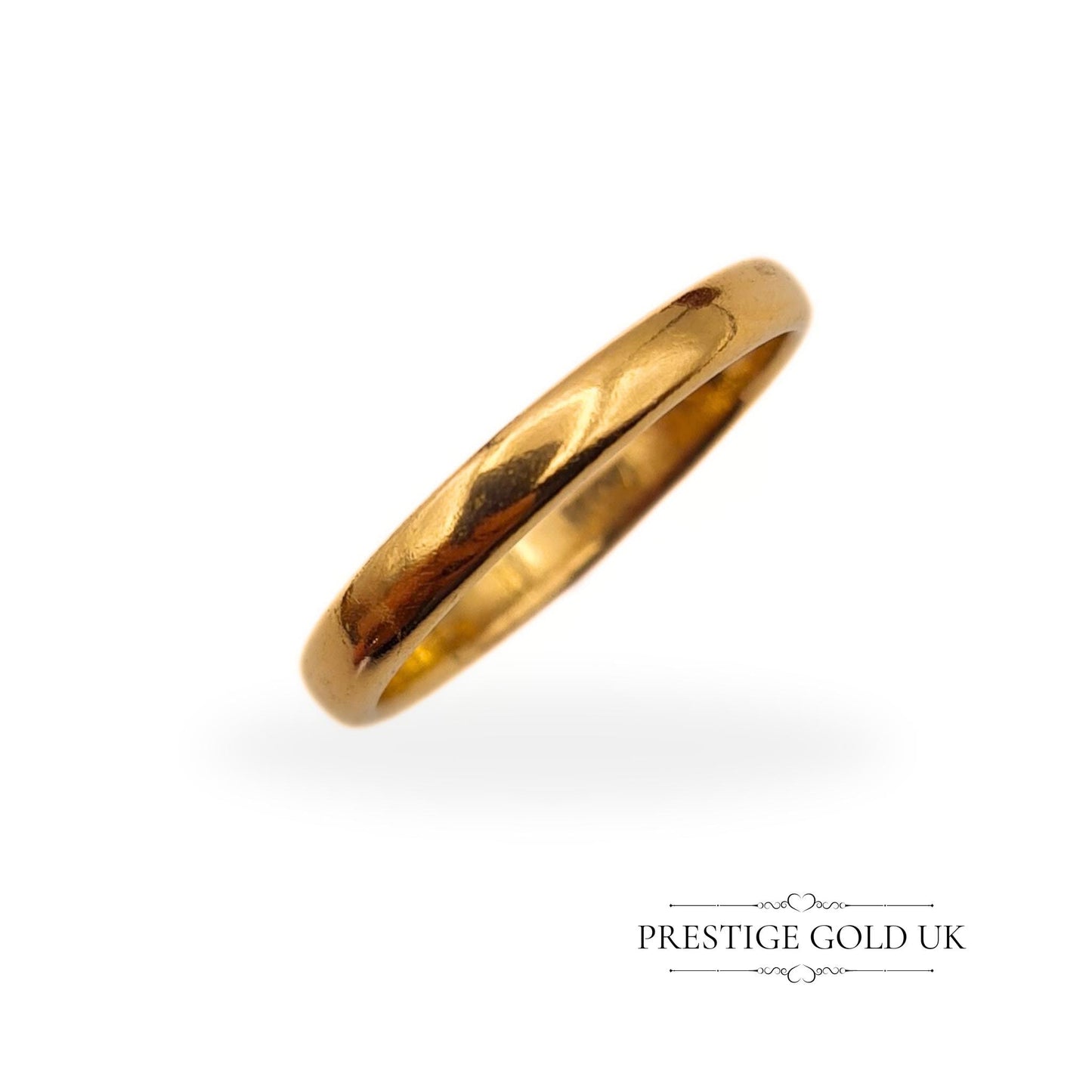Vintage 1940's Heavy 22ct Gold Wedding Ring - 2 mm Wide - UK M, US 6 1/2