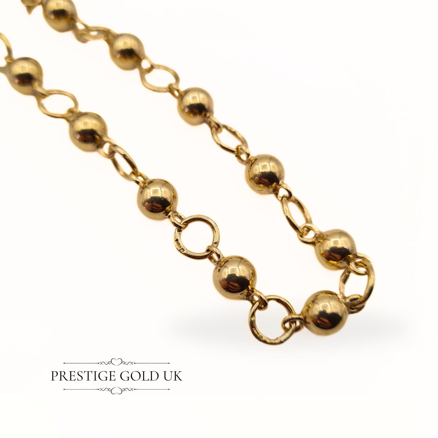 Ornate 9ct Hollow Gold Fancy Ball & Link Bracelet - 6 3/4 Inches (17 cm)