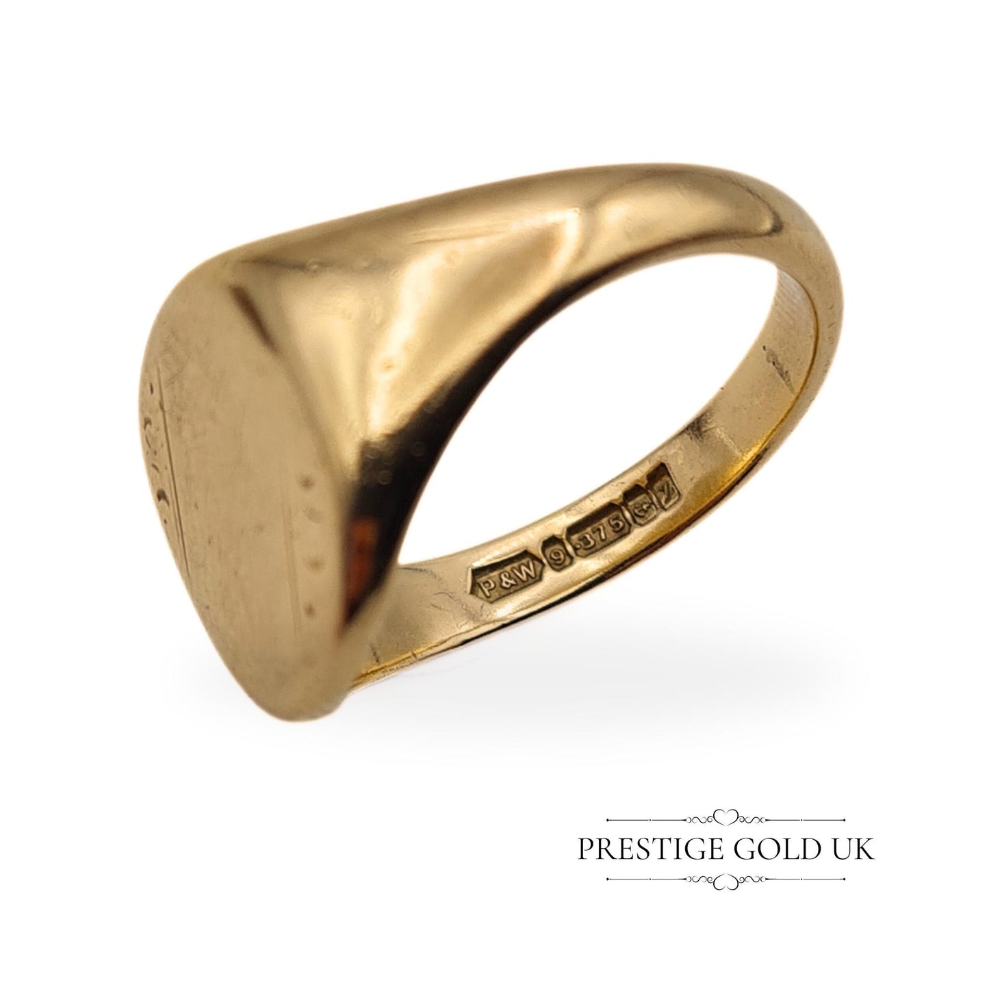 Large 1950's 9ct Gold Signet Ring - Size UK T 1/2, US 9 3/4, Euro 61