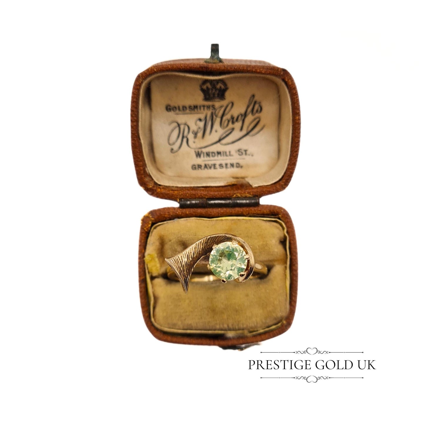 Vintage 9ct Gold & Lemon Quartz Gemstone Ring - Size UK N, US 6 3/4, Euro 53.5