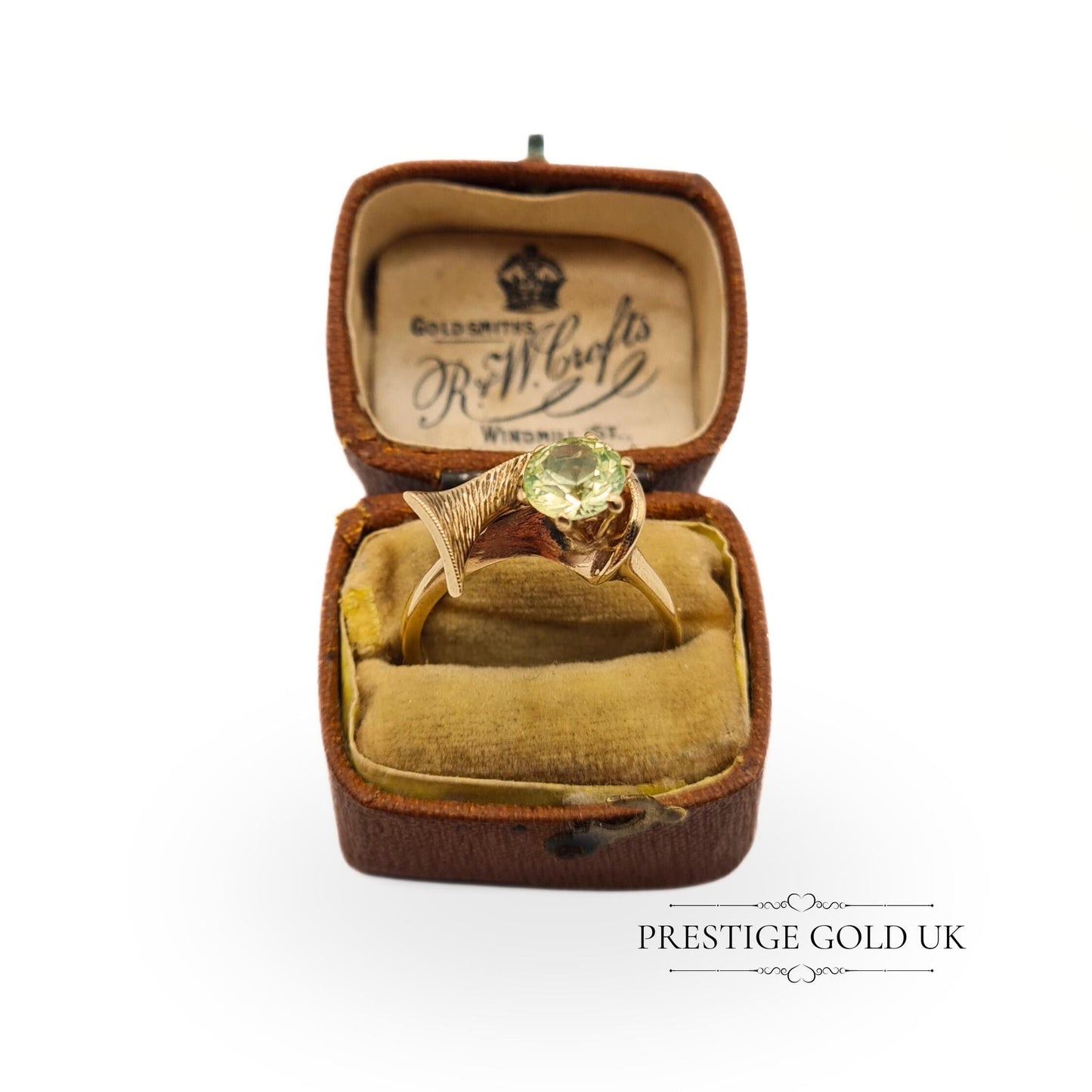 Vintage 9ct Gold & Lemon Quartz Gemstone Ring - Size UK N, US 6 3/4, Euro 53.5