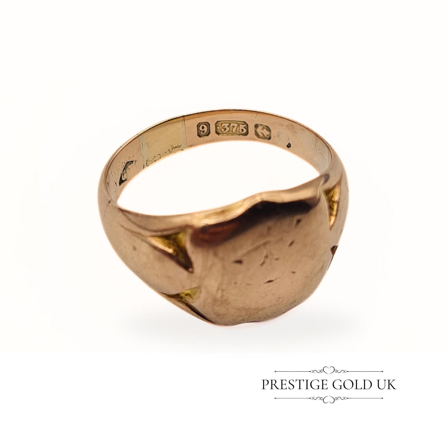 Antique Edwardian Rose Gold Shield Signet Ring - UK R 1/2, US 8 3/4, Euro 59