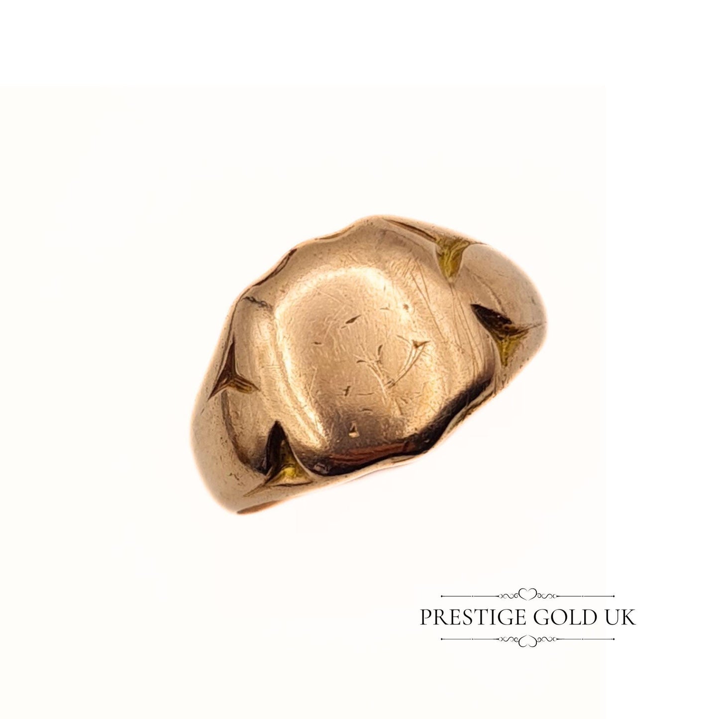 Antique Edwardian Rose Gold Shield Signet Ring - UK R 1/2, US 8 3/4, Euro 59