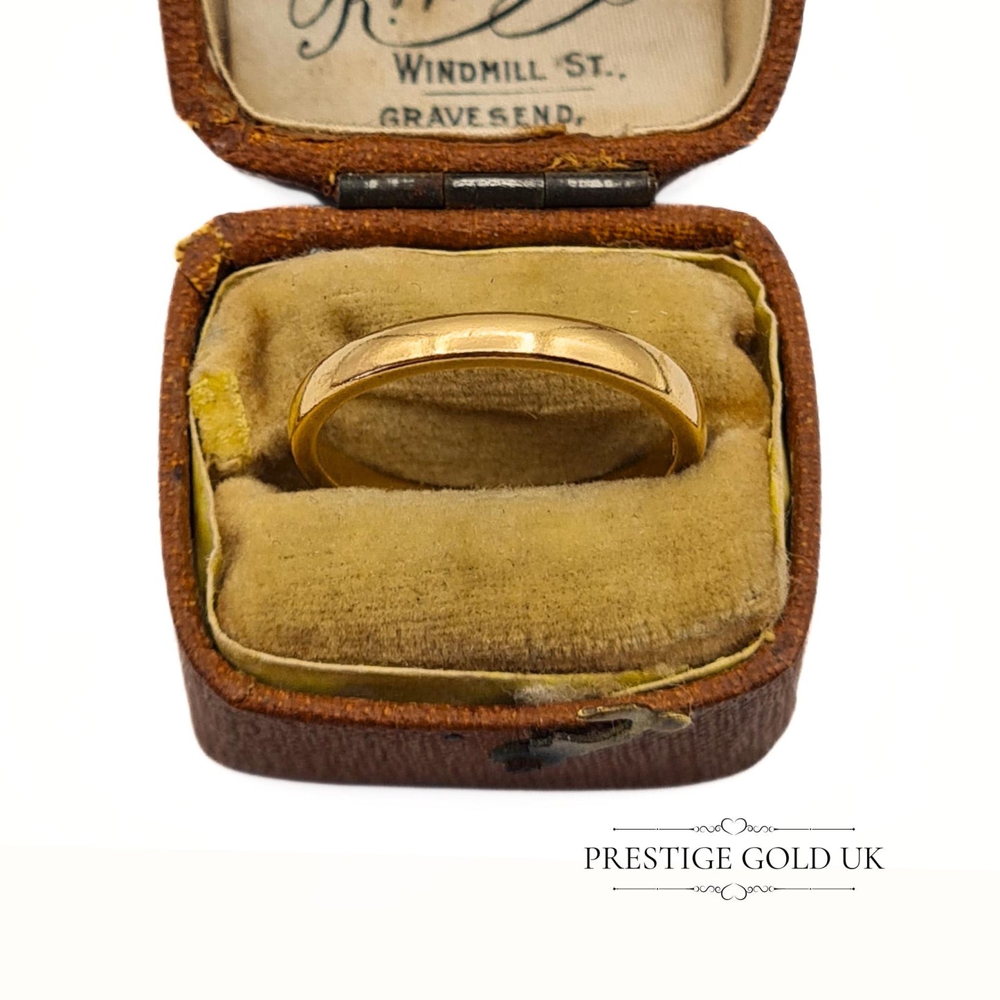 Vintage 1940's Heavy 22ct Gold Wedding Ring - 2 mm Wide - UK M, US 6 1/2