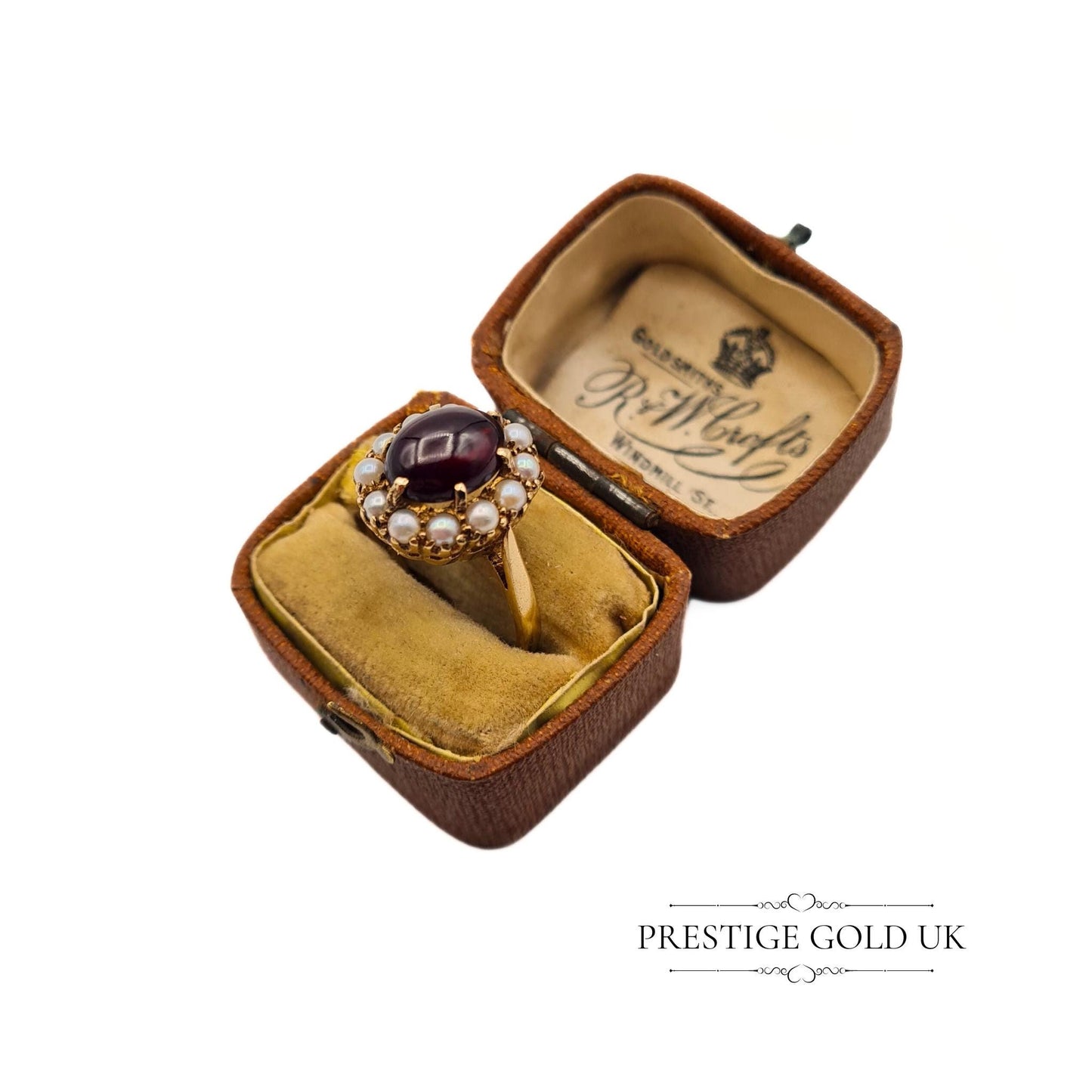 Beautiful Pearl & Garnet 9ct Gold Cluster Ring - Size UK L, US 5 3/4, Euro 51