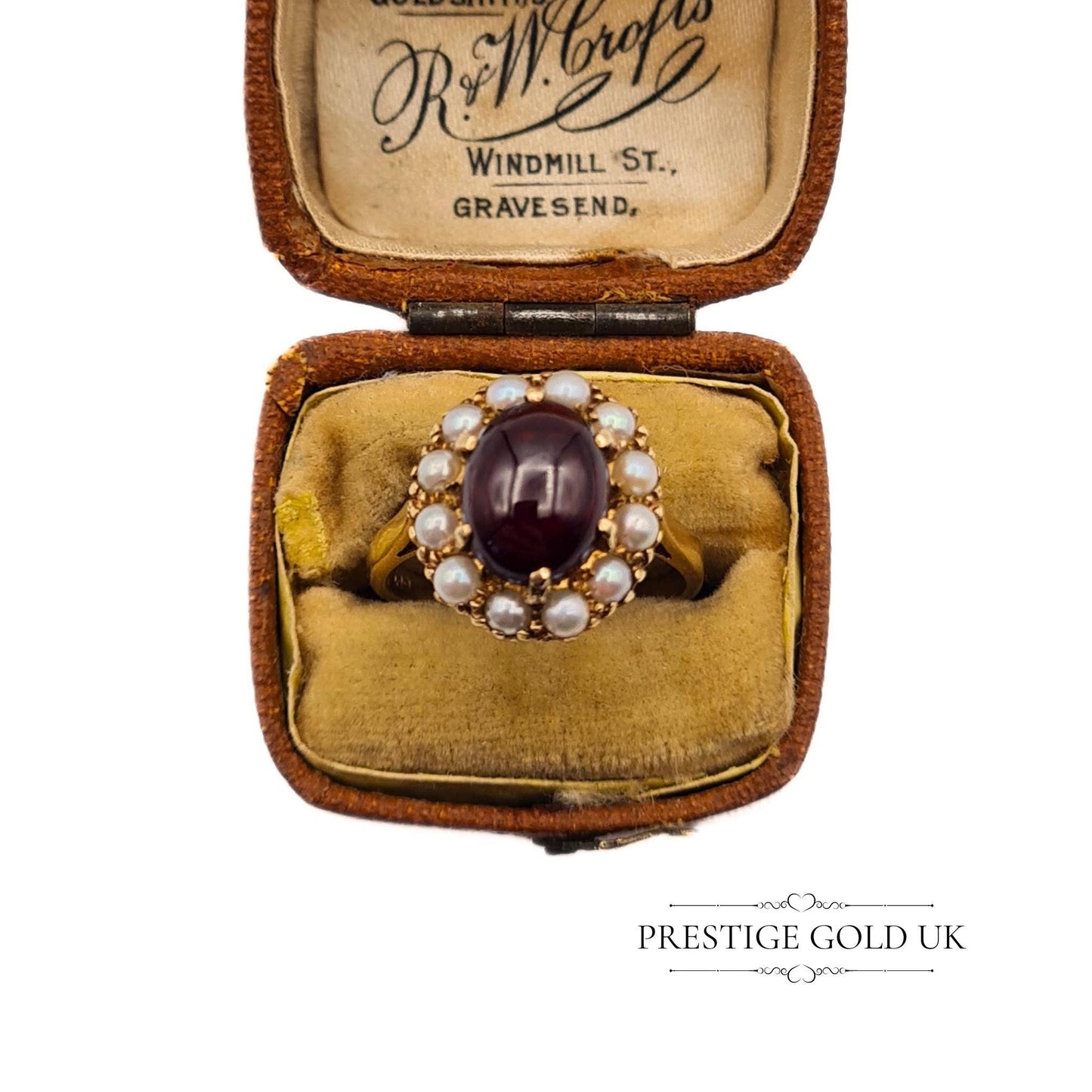 Beautiful Pearl & Garnet 9ct Gold Cluster Ring - Size UK L, US 5 3/4, Euro 51