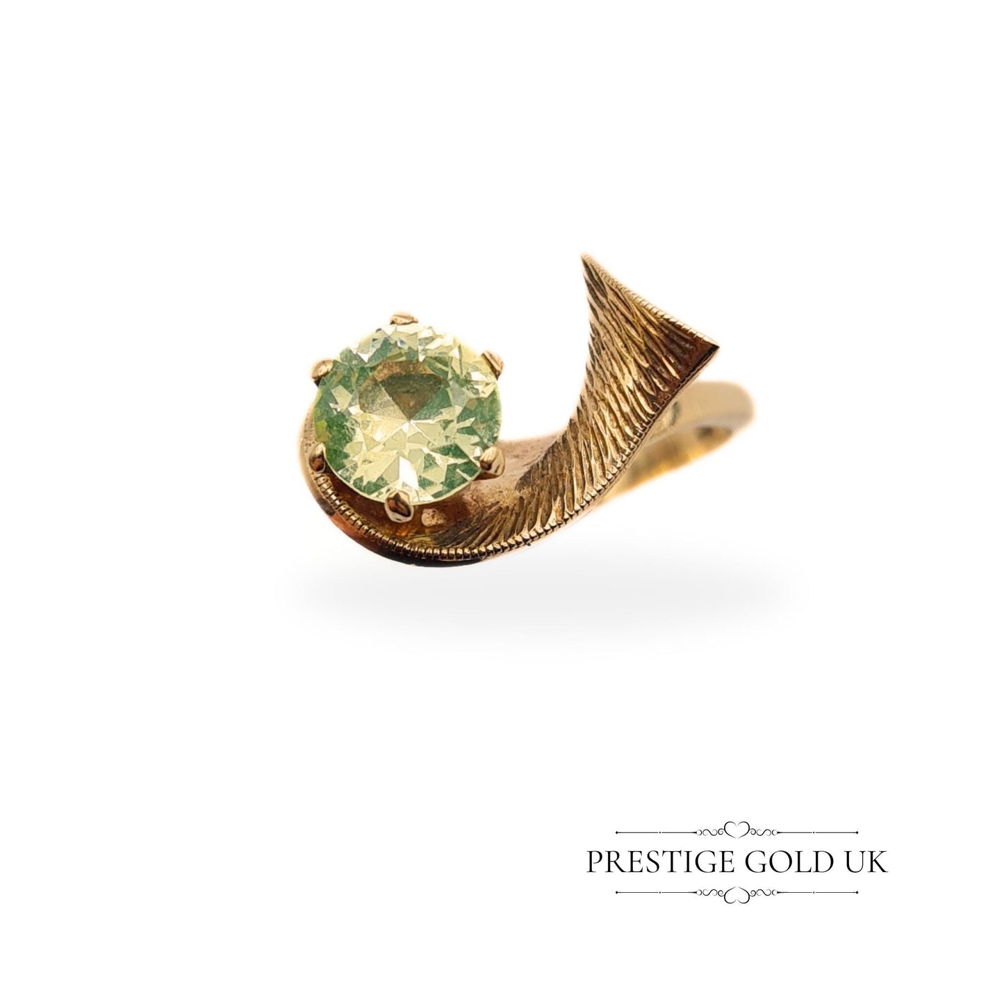 Vintage 9ct Gold & Lemon Quartz Gemstone Ring - Size UK N, US 6 3/4, Euro 53.5