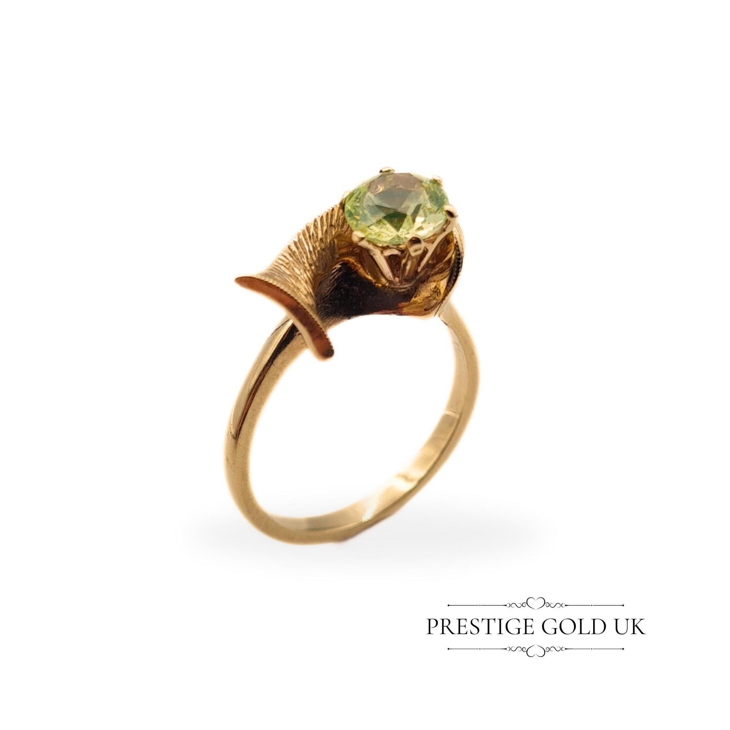 Vintage 9ct Gold & Lemon Quartz Gemstone Ring - Size UK N, US 6 3/4, Euro 53.5